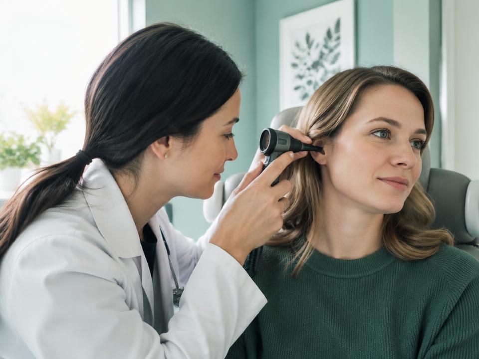 Doctor checking a patient's ear