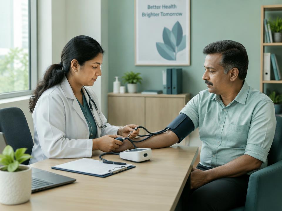 Doctor measuring a patient's blood pressure