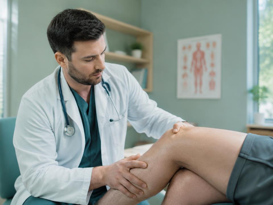 Doctor examining a patient's knee